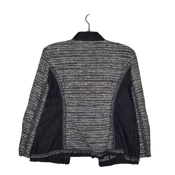 CHICO'S $149 Denim Mix Tweed Open Jacket Bracelet Sleeves Chico's 1 / US 8 - Picture 2 of 3